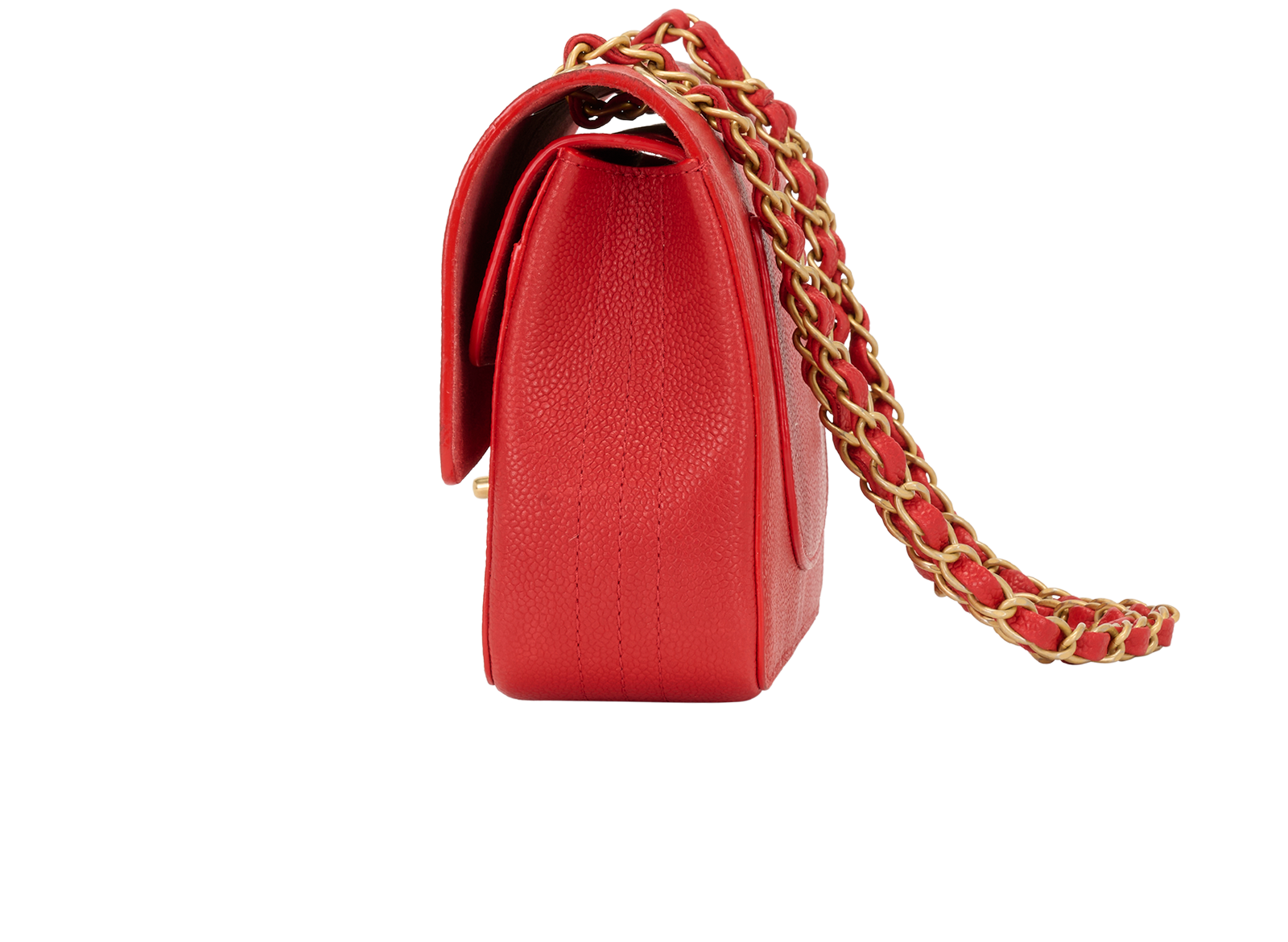 Classic Medium Double Flap, &pound;3,500, Handbags, Red, Caviar, Bottom view